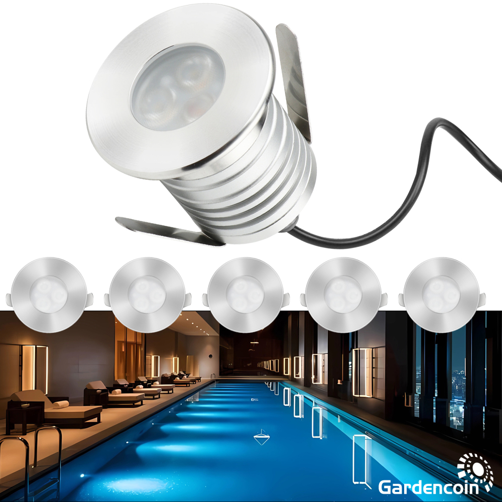 Gardencoin®Jellyfish Micro Led Pool Lights, 12V Low Voltage Underwater Lights, 3 Watts 280 Lumens, Solid Metal Swimming Pool Lights for Inground Pool, Pond, Step, Fountain and Spa