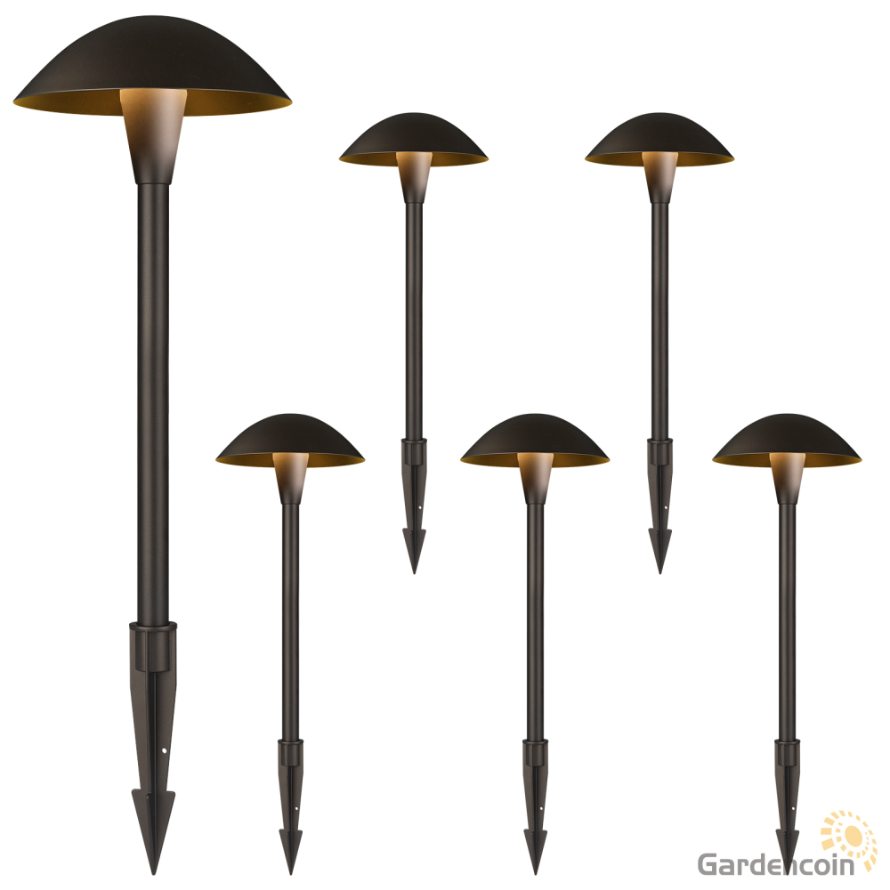 Gardencoin®Umbrella 3CCT LED Low Voltage Landscape Pathway Light, 3000K/4000K/5000K Selectable, Wired Outdoor Led Walkway Light,Oil Rubbed Bronze Die-Cast Aluminum Housing