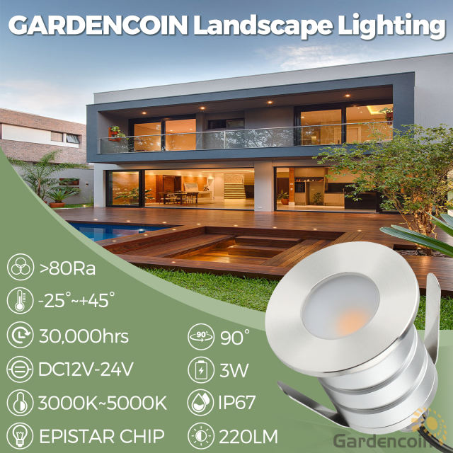 Gardencoin®Carina Recessed Deck Lights Pool lights, 12V Solid Metal Outdoor  LED Landscape Lighting,Pool Lights for Above Ground Pools. Garden/ Yard  Decoration for Stair,Step,Pathway