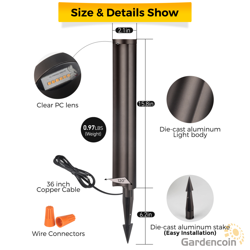 Gardencoin®Pharos 5w Led Landscape Pathway Lights,Lighting Stores Near Me,Die-Casted Aluminum,Low Voltage Waterproof Lighting for Yard Garden Walkway