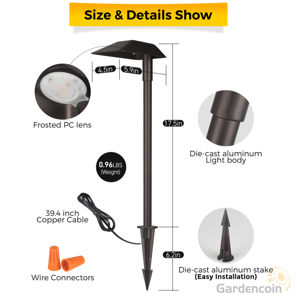 Gardencoin®Guardian Landscape Path Lights, Outdoor Lights For Yard  Waterproof， Low Voltage Walkway Lighting With Replaceable Led Bulb,Lighting Stores Near Me