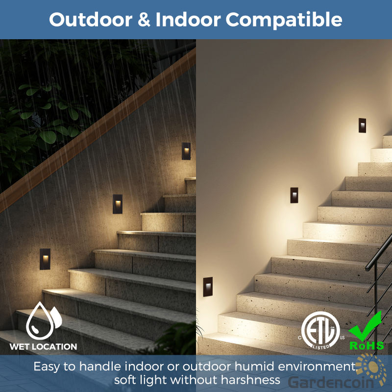 Gardencoin®Harp Deck Stair Light, Etl Listed Indoor Outdoor Step lighting  ，Aluminum Waterproof Staircase Lighting