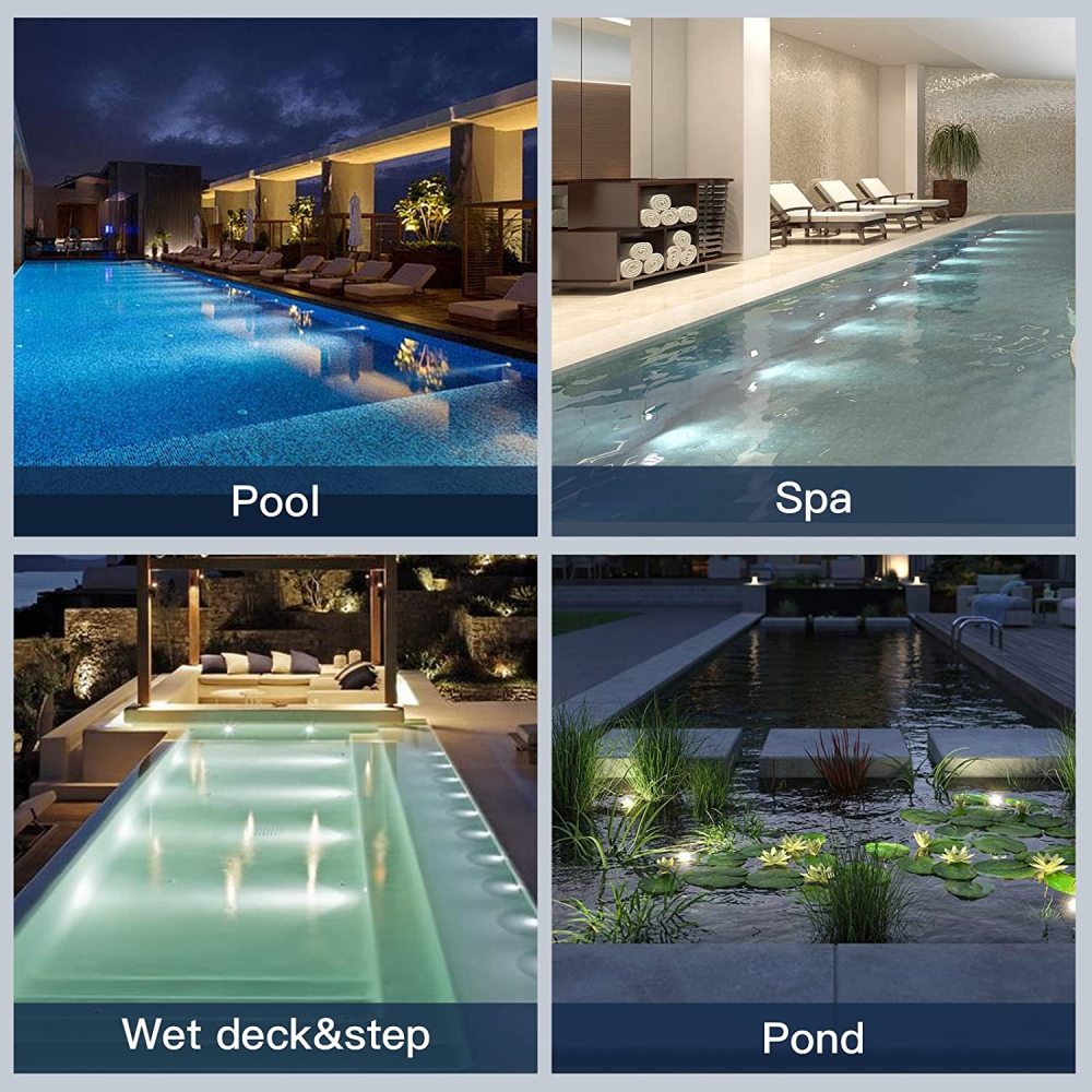 Gardencoin®Jellyfish Micro Led Pool Lights, 12V Low Voltage Underwater Lights, 3 Watts 280 Lumens, Solid Metal Swimming Pool Lights for Inground Pool, Pond, Step, Fountain and Spa