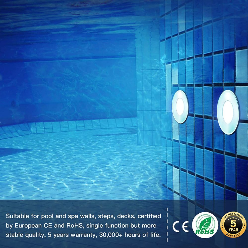 Gardencoin®Jellyfish Micro Led Pool Lights, 12V Low Voltage Underwater Lights, 3 Watts 280 Lumens, Solid Metal Swimming Pool Lights for Inground Pool, Pond, Step, Fountain and Spa