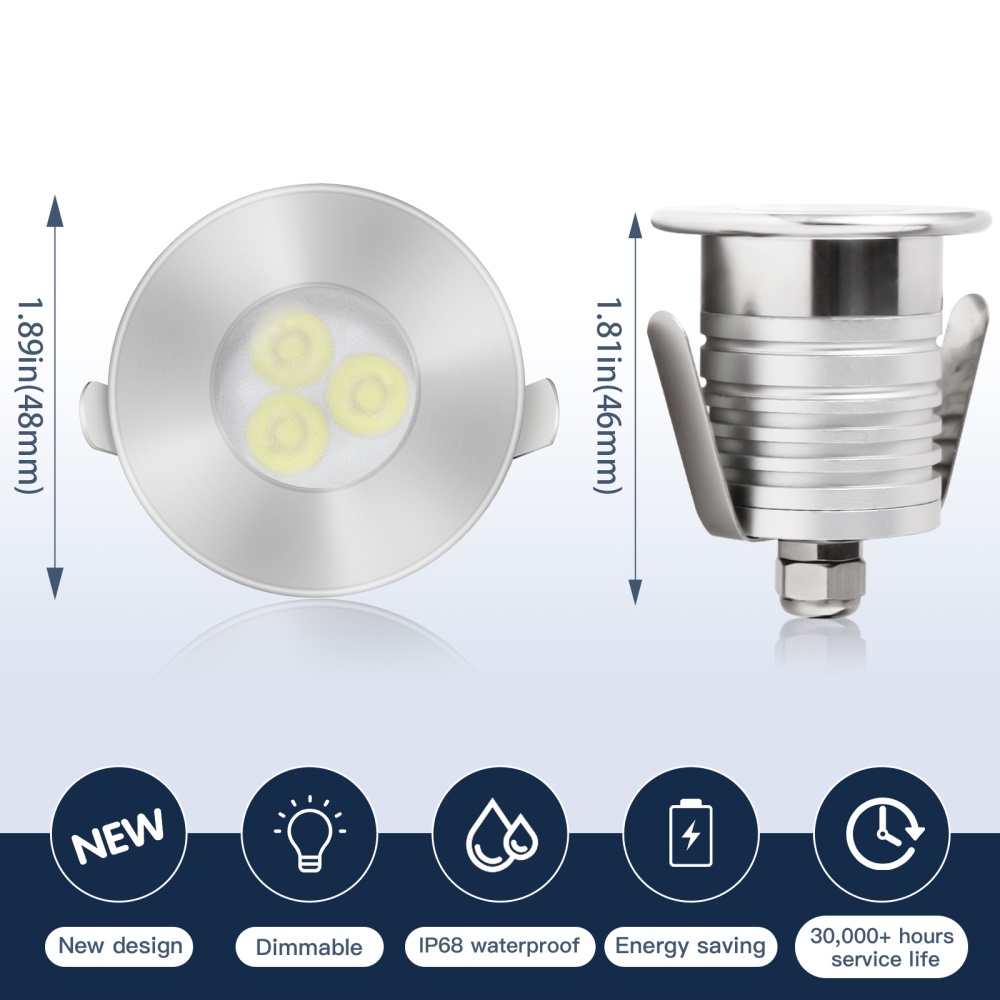 Gardencoin®Jellyfish Micro Led Pool Lights, 12V Low Voltage Underwater Lights, 3 Watts 280 Lumens, Solid Metal Swimming Pool Lights for Inground Pool, Pond, Step, Fountain and Spa