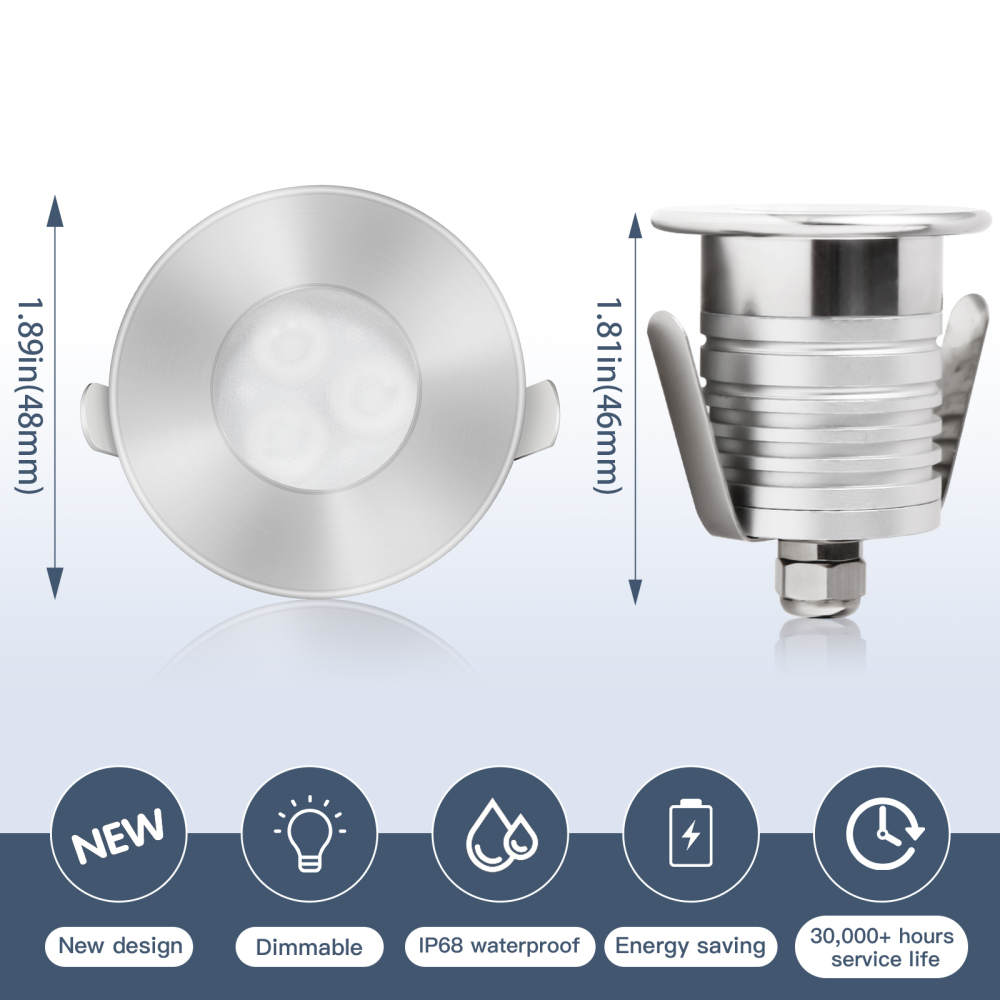 Gardencoin®Jellyfish Micro Led Pool Lights, 12V Low Voltage Underwater Lights, 3 Watts 280 Lumens, Solid Metal Swimming Pool Lights for Inground Pool, Pond, Step, Fountain and Spa