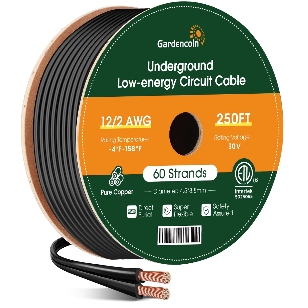 Iron Forge Cable 12/2 Low Voltage Landscape Wire - 100ft Spool For Outdoor Lighting