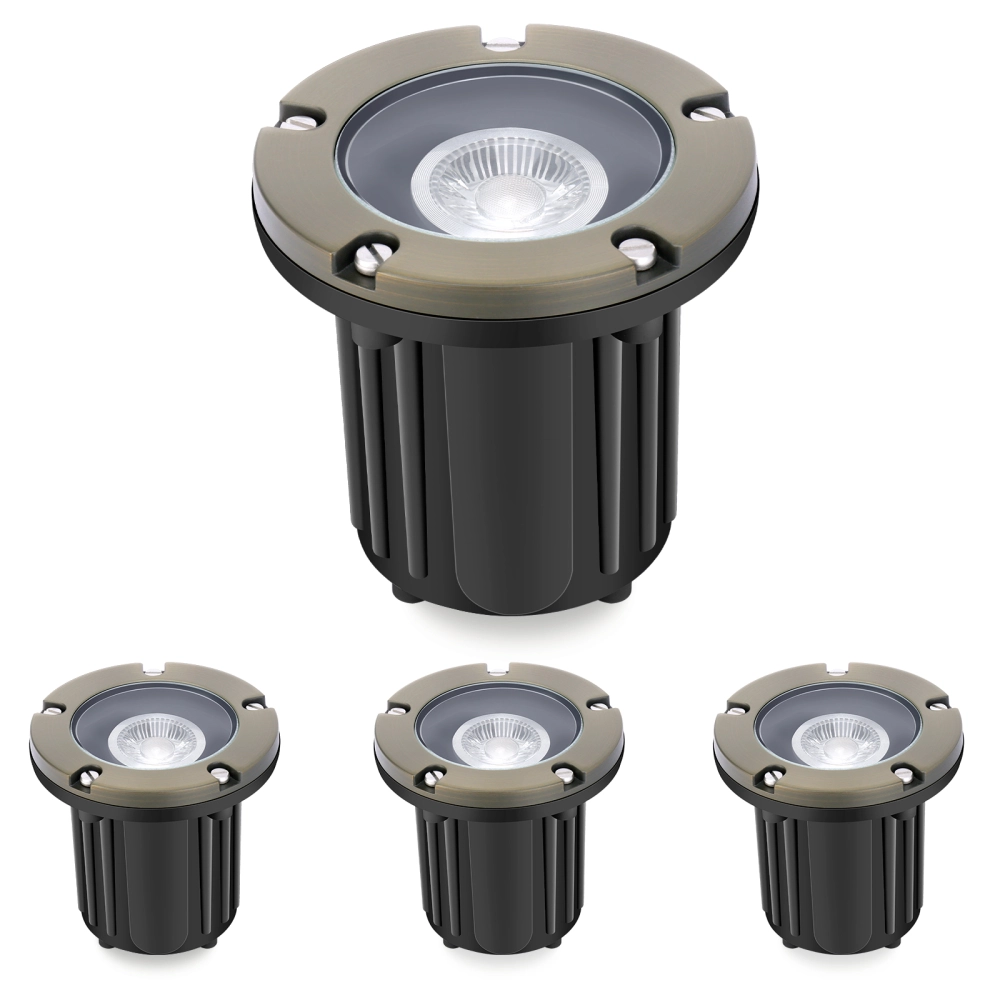 Gardencoin Brass Low Voltage Landscape Well Lights (5" Cover, 5.5" Tall ...