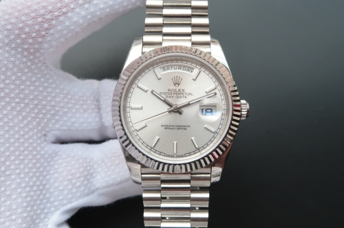 Rolex Day-Date 40 228239 2018 EW Stainless Steel Rhodium Dial Swiss 3255 Rolex Day-Date II 228239 40mm EW Factory 1:1 Stainless Steel Best Silver Dial