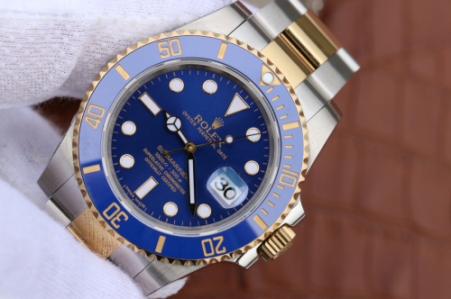 Rolex Submariner Date 116613LB 2018 Noob Factory V8S 1:1 Best Edition, Stainless Steel, Blue Ceramic Bezel, Blue Dial, 24K Yellow Gold Wrapped & Stain