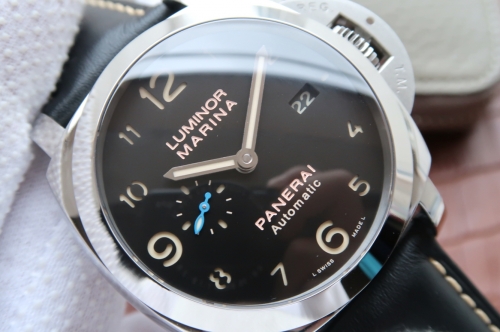 Panerai Luminor Marina 1950 3 Days Automatic Acciaio PAM 1359 Noob Factory ZF 1:1 Best Edition, 44MM, Stainless Steel, Black Dial, Black Leather Strap