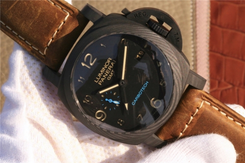 Panerai Luminor PAM 441 Real Ceramic Case "Ceramica" Dial XF Factory V2 1:1 Best Edition on Brown Asso Leather Strap P.9001 Super Clone