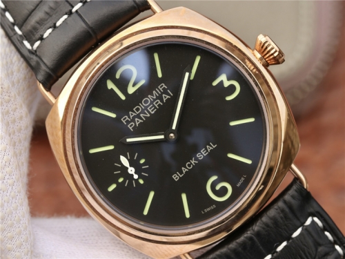 Panerai Radiomir 1940 PAM575 R Rosegold Case Black Dial V6F 1:1 Best Edition on Black Leather Strap P.1000