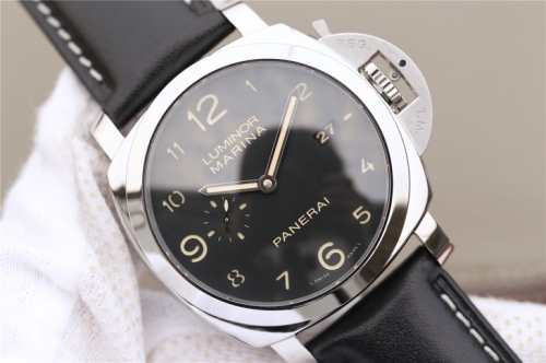 Panerai Luminor Marina 1950 3 Days PAM359 Noob Factory VS V2 1:1 Best Edition, 44MM, Stainless Steel, Black Dial, Black Leather Strap, SWISS Panerai P