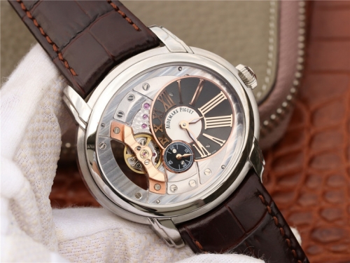 Audemars Piguet Millenary 4101 15350ST.00.D002CR.01 Automatic Stainless Steel V9F 1:1 Best Edition Black Dial Skeleton on Brown Leather Strap 4101