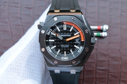 Mens Jf factory  Audemars Piguet Royal Oak Offshore Diver 15707CE.OO.A002CA.01 Black Ceramic Black & Orange Dial Swiss 3120 watches