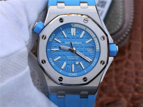 Audemars Piguet Royal Oak Offshore Diver 15710ST.OO.A032CA.01 Stainless Steel Turquoise Blue Textured Dial 1:1 Best Edition on Turquoise Blue Rubber S
