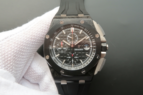 Audemars Piguet Royal Oak Offshore 44mm 26400AU Real Ceramic Novelty Forged Carbon JF 1:1 Best Edition Black Dial On Black Rubber Strap ETA 3126 V2