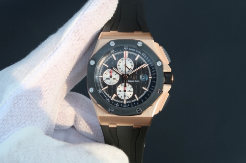 Audemars Piguet Royal Oak Offshore 26401RO.OO.A002CA.01 Factory JF V2 1:1 Best Edition, Rose Gold, Ceramic Bezel, Black Dial, Black Rubber Strap, SWIS