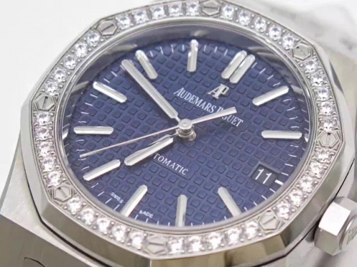 Audemars Piguet Royal Oak 15450 JF Stainless Steel & Diamonds Blue Dial Swiss 3120 ETA