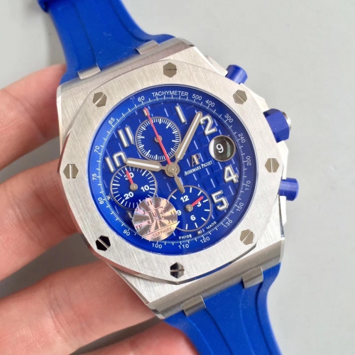 Audemars Piguet Royal Oak Offshore 26470ST.OO.A030CA.01 Chronograph 2018 SIHH Indigo Blue JF 1:1 Best Edition Blue Dial on Blue Rubber Strap 3126