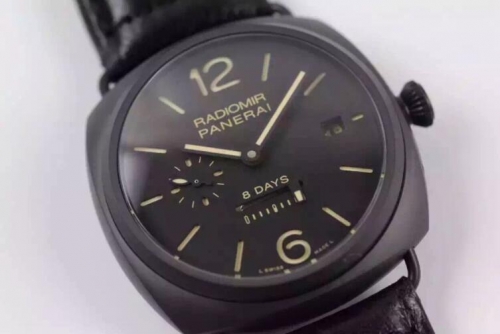 Panerai Radiomir 8 Days PAM 384 XF Factory  Black Ceramic Black Dial Swiss P2002