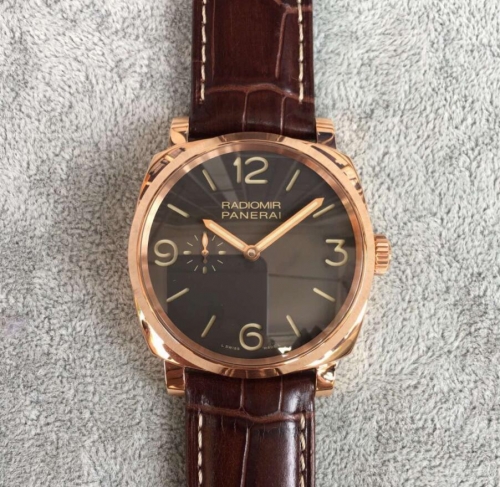 Panerai Radiomir PAM439 O 18 K Rosegold Case V6F 1:1 Best Edition Brown Dial on Brown Leather Strap P.999