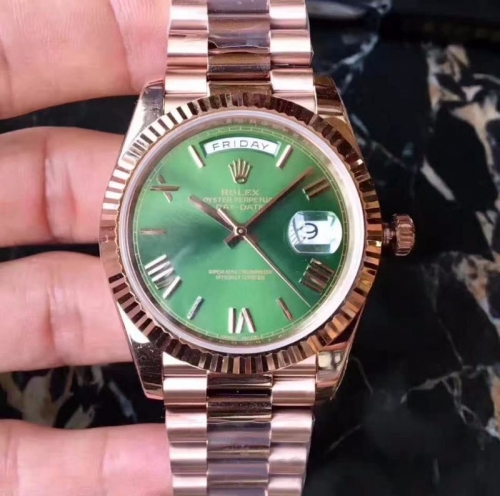 Rolex Day-Date 40 228235 40MM NOOB  Stainless Steel 904L With 18K Rose Gold Green Dial Swiss 3255