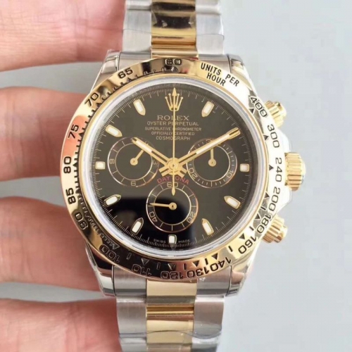 Rolex Daytona Cosmograph 116503 Noob Factory  18K Yellow Gold Wrapped & Stainless Steel 904L Black Dial Swiss 7750