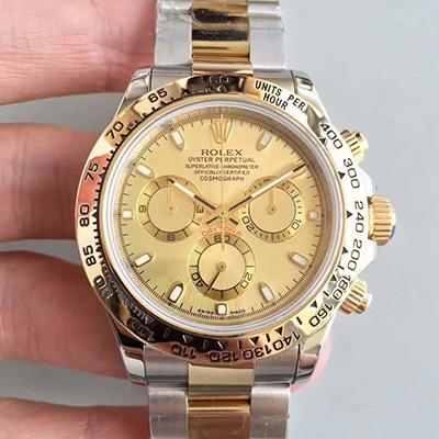 Rolex Daytona Cosmograph 116503 Noob Factory  18K Yellow Gold Wrapped & Stainless Steel 904L Champagne Dial Swiss 7750