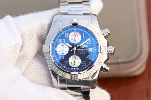 Breitling Avenger II Chronograph A1338111 Stainless Steel Case GF Factory  1:1 Best Edition Blue Dial on Stainless Steel Bracelet 7750