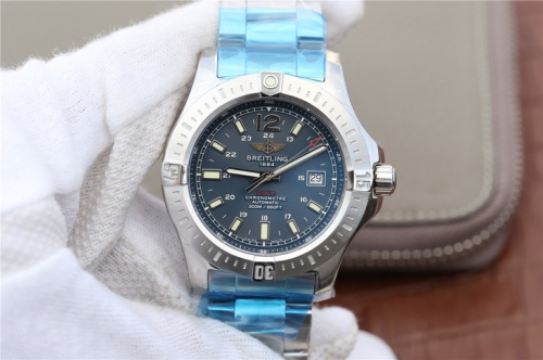 Breitling Colt Automatic A17388 Stainless Steel Case GF Factory  1:1 Best Edition Blue Textured Dial on Stainless Steel Bracelet 2824