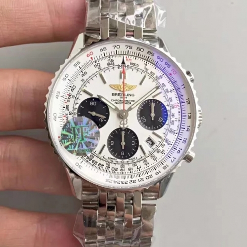 Breitling Navitimer AB012012 Chronograph Stainless Steel Case JF Factory 1:1 Best Edition White Dial on Stainless Steel Bracelet 7750 V2