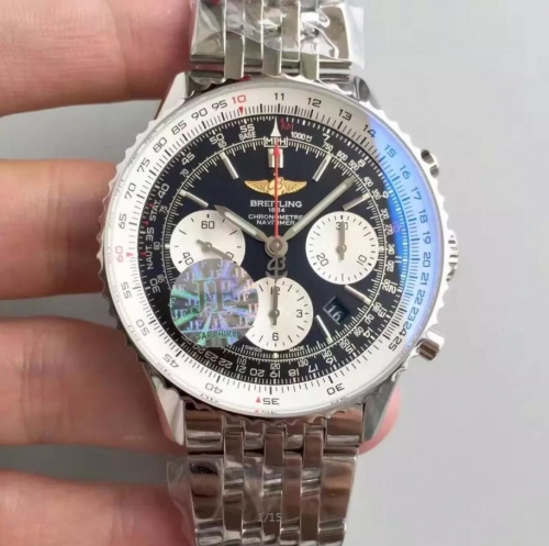 Breitling Navitimer AB012012/BB01Chronograph Stainless Steel Case JF Factory 1:1 Best Edition Black Dial on Stainless Steel Bracelet 7750 V2