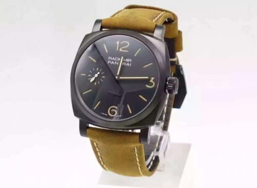 Panerai Radiomir 1940 PAM532 Stainless Steel DLC Plated Case Paneristi Forever Edt XF Factory  1:1 Best Edition on Thick Brown Leather Strap P.3000 Su