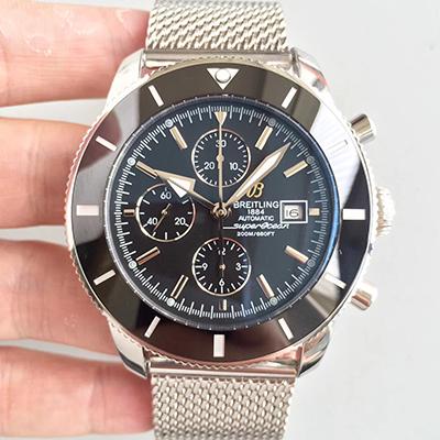 Breitling Superocean Heritage II Chronograph A1331233 Stainless Steel Case black Bezel noob V6F Factory 1:1 Brown Dial On Mesh Bracelet 7750