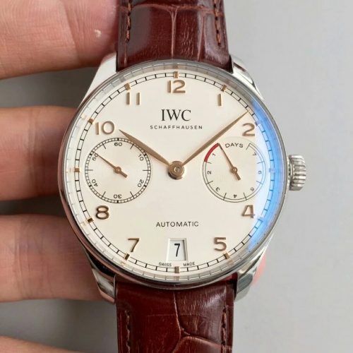 IWC Schaffhausen Portuguese Real PR IW500107 Stainless Steel Case ZF Factory V4 1:1 Best Edition on Brown Leather Strap 52010