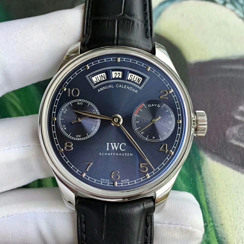 IWC Schaffhausen Portuguese IW503502 Real Working Annual Calendar YL Factory 1:1 Best Edition Blue Dial on Black Leather Strap 52850