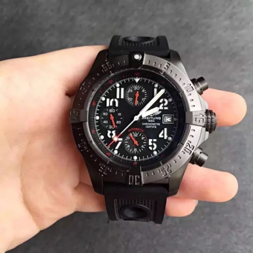 Breitling Super Avenger M1337010/B930.122S Skyland Black Steel 48mm 1:1 Best Edition Black Dial on Black Ocean Racer Rubber Strap 7750