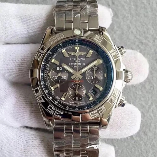 Breitling Chronomat AB011012 Chronograph Stainless Steel JF Factory  1:1 Best Edition Gray  Dial White Inner Bezel On Stainless Steel Bracelet ETA 775