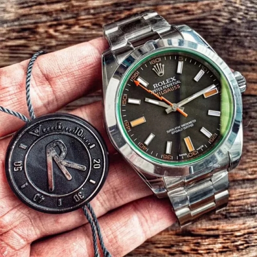 Rolex Milgauss 116400 GV Stainless Steel AR Factory ARF 1:1 Best Edition Black Dial Green Saphire on Stainless Steel Bracelet SH.3131