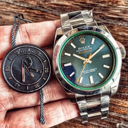 Rolex Milgauss 116400 GV Stainless Steel AR Factory  ARF 1:1 Best Edition Blue Dial Green Saphire on Stainless Steel Bracelet 3131