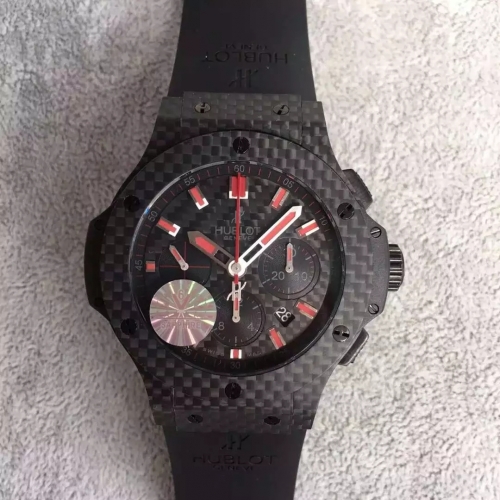 Hublot Big Bang 44mm Carbon Fiber Case 301.QX.1734.RX Red Market HBB Factory V6F Best Edition on Black Rubber Strap HUB4100