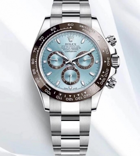 Rolex Daytona Cosmograph 116506 904L Stainless Steel Brown Ceramic ARF V2 1:1 Best Edition Ice Blue Dial Swiss 4130  (Correct Thick & Material)