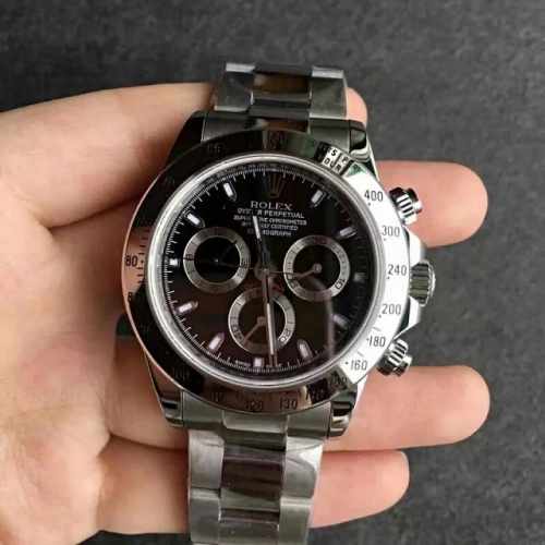 Rolex Daytona Cosmograph 116520 JF 1:1 Stainless Steel Black Dial on Stainless Steel Bracelet Swiss 7750