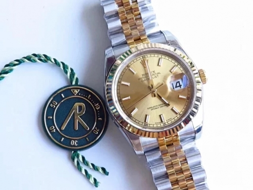 Rolex Date Just 126233 36mm Stainless Steel Two Tone YG Case ARF 1:1 Best Edition YG Dial Stick Markers on SS/YG Jubilee Bracelet Swiss 3135