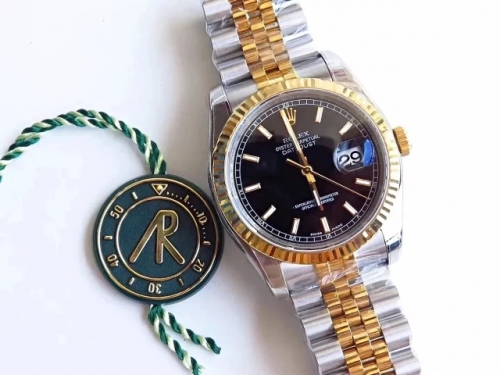 Rolex Date Just 126233 36mm Stainless Steel Two Tone YG Case ARF 1:1 Best Edition Black Dial Stick Markers on SS/YG Jubilee Bracelet Swiss 3135