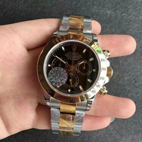 Rolex Daytona Cosmograph 116503 Two Tone Yellow Gold Case JF Factory 1:1 Best Edition Black Dial On Two Tone Bracelet Swiss 7750