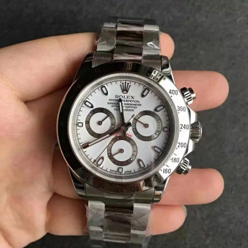 Rolex Daytona Cosmograph 116520 ARF Factory  1:1 Best Edition 904L SS Case and Bracelet White Dial Swiss 4130 Super Clone (Correct Thick & Material)