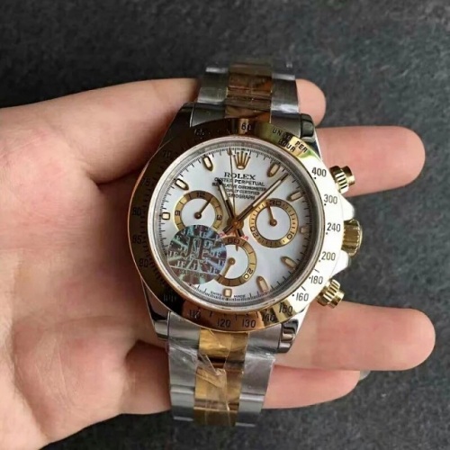 Rolex Daytona Cosmograph 116503 Two Tone Yellow Gold JF Factory 1:1 Best Edition White Dial On Two Tone Bracelet Swiss .7750